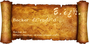 Becker Árpád névjegykártya