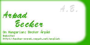 arpad becker business card